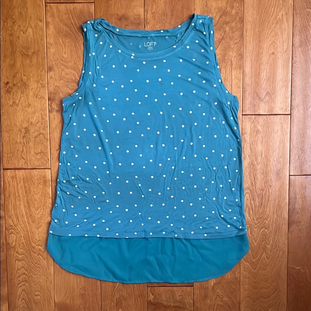 LOFT Outlet Teal Polka Dot Women's Sleeveless Top Size Small Office Work School